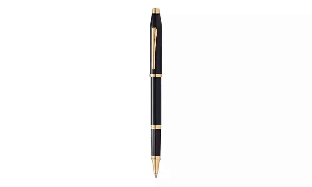 Cross Century II Black Lacquer Rollerball Pen with 23KT Gold Plated Appointments - Primary Image