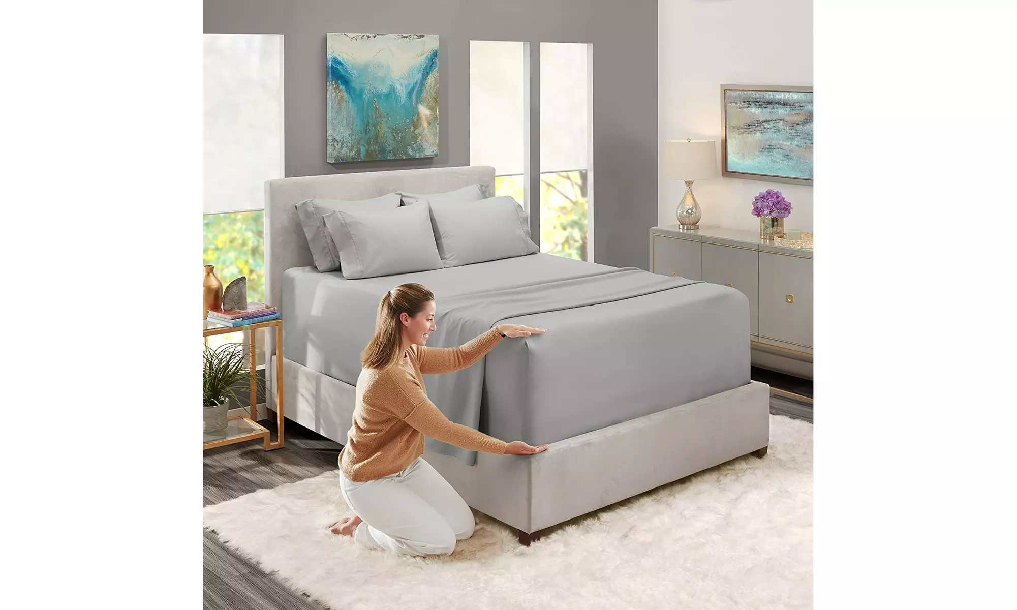 Hearth & Harbor Extra Deep Pocket Sheet Set - Microfiber Bed Sheets - 24" Depth