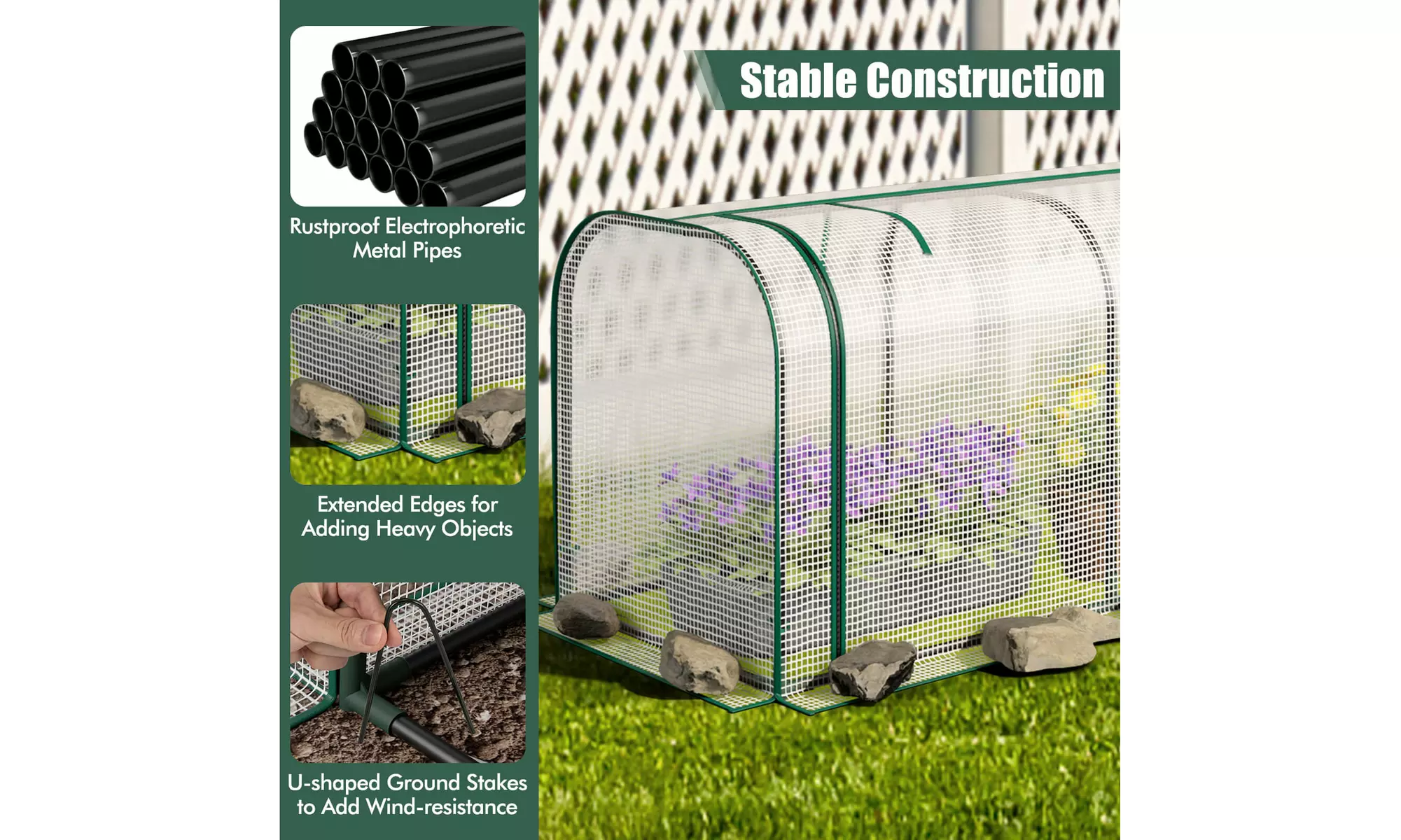 Costway Portable 47 Inch Mini Greenhouse Outdoor Indoor Tunnel Greenhouse