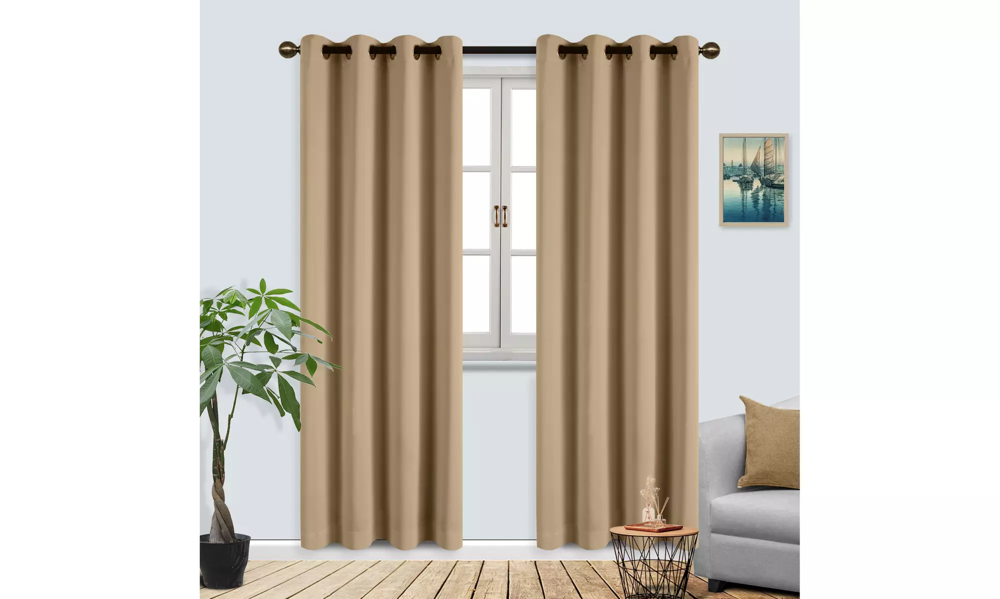Superior Blackout Grommet Curtain Panel Set Room Darkening Curtains 52" x 108"