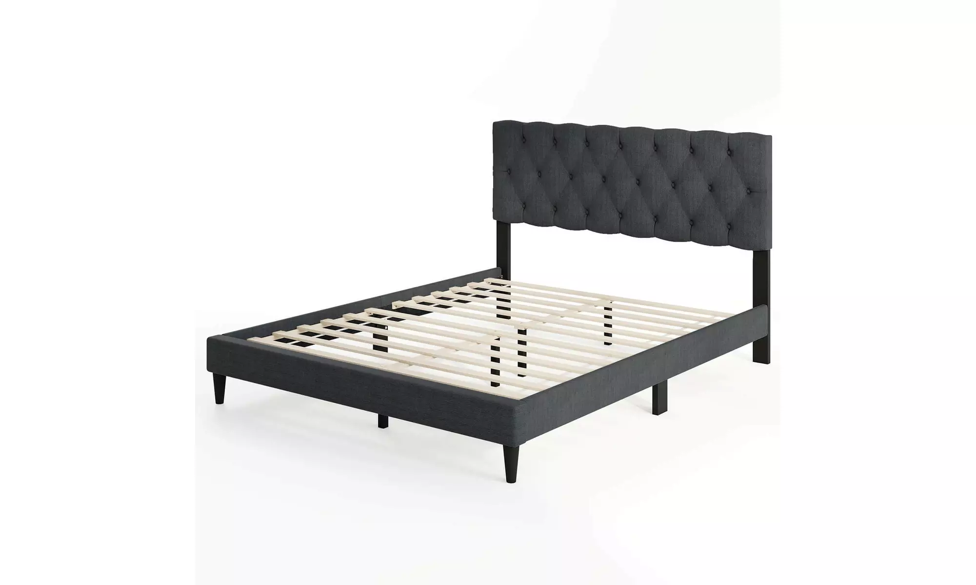 Costway Bed Frame with High Headboard and Wooden Slats