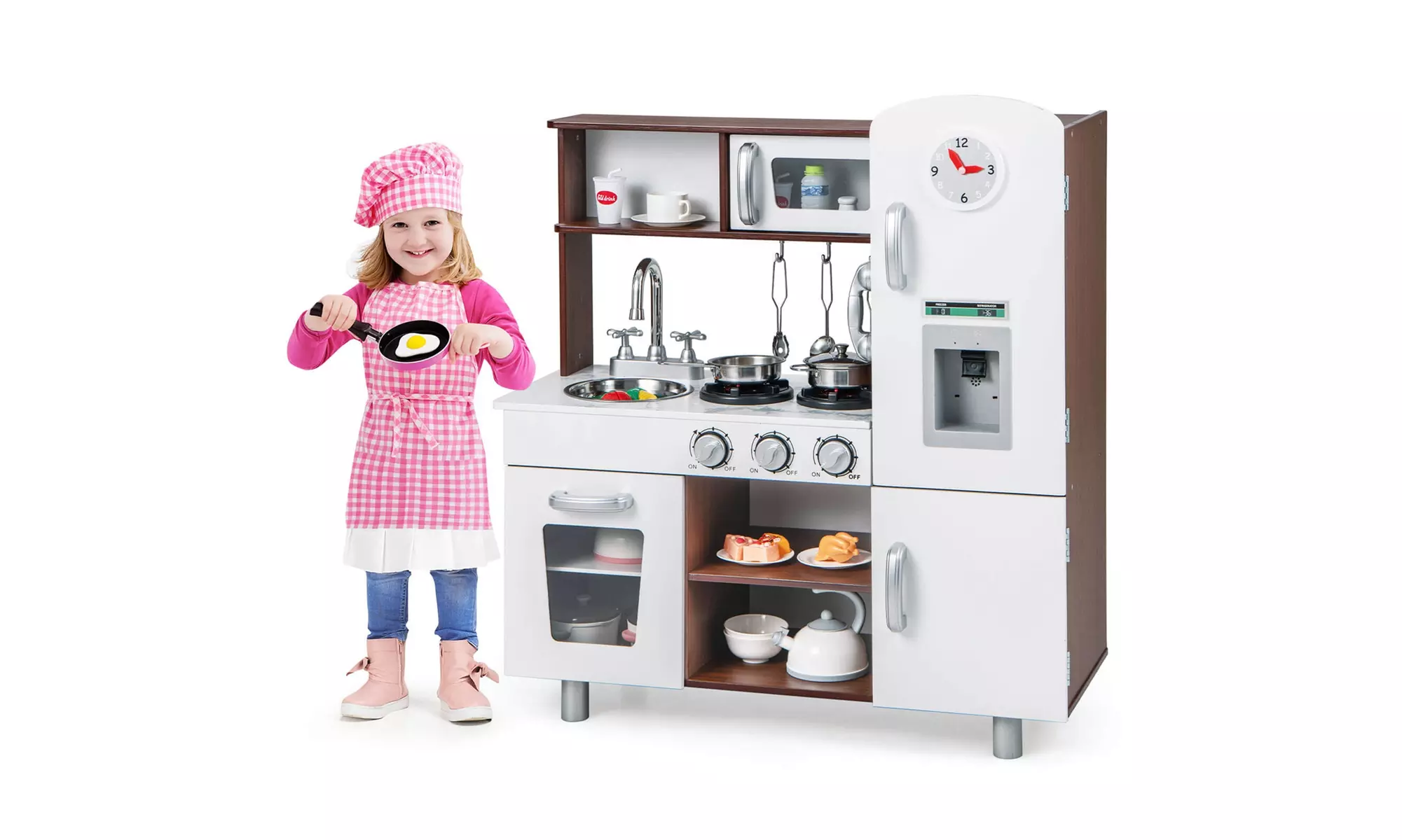 Costway Kids Kitchen Playset Pretend Play Kitchen Toy with Realistic Sounds