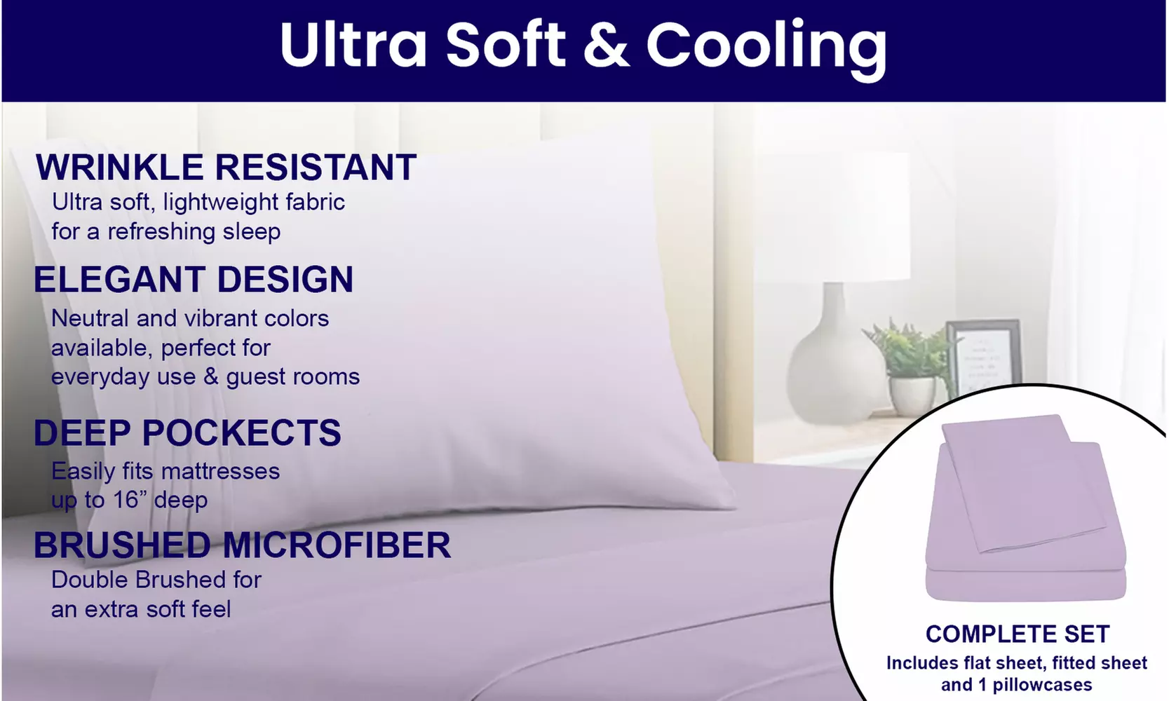 1800 TC Twin Sheet Set - 3PC Double Brushed Bamboo Blend