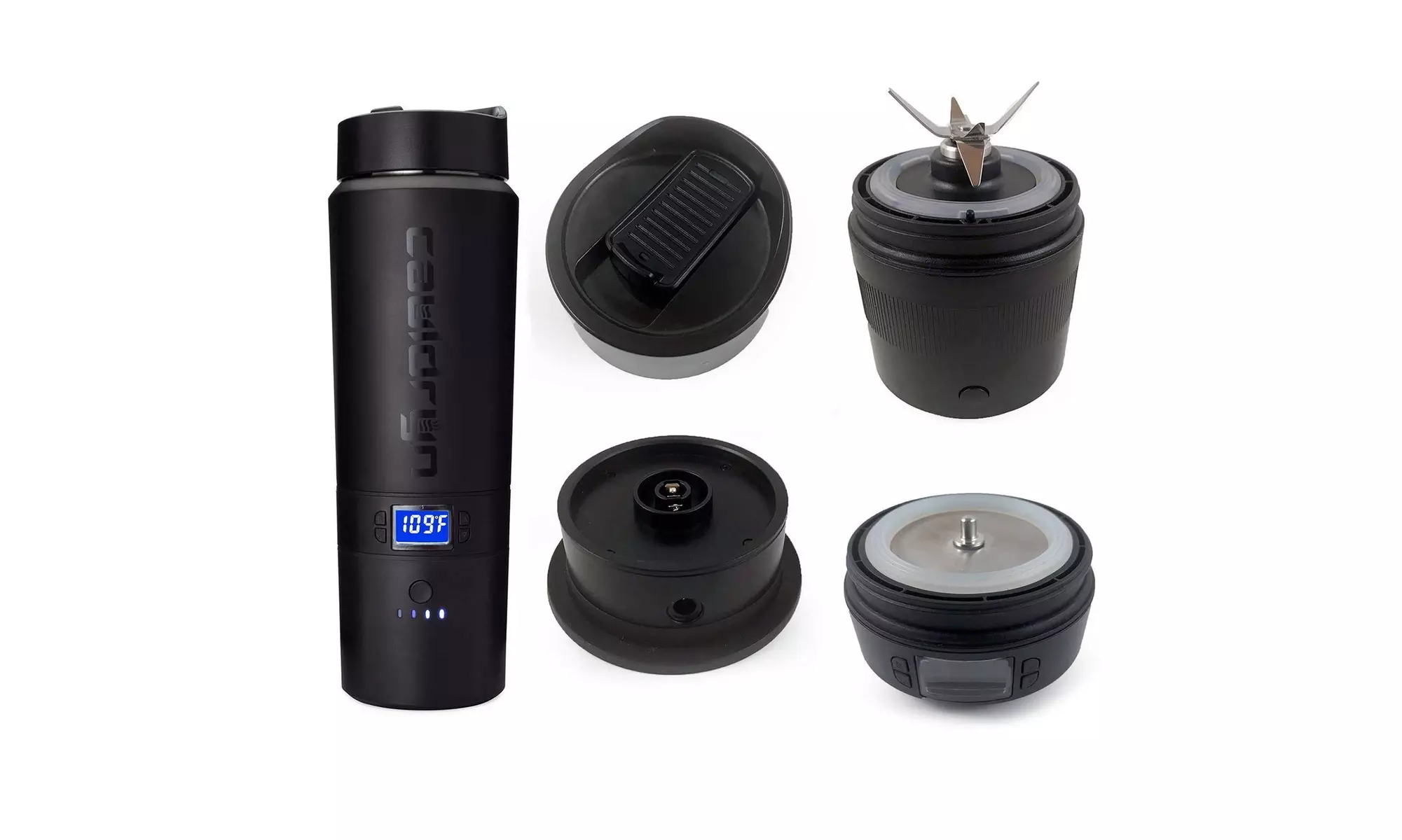 Cauldryn Coffee Heated Travel Mug with Blender, DC Power Base and Percolator - Second Medium
