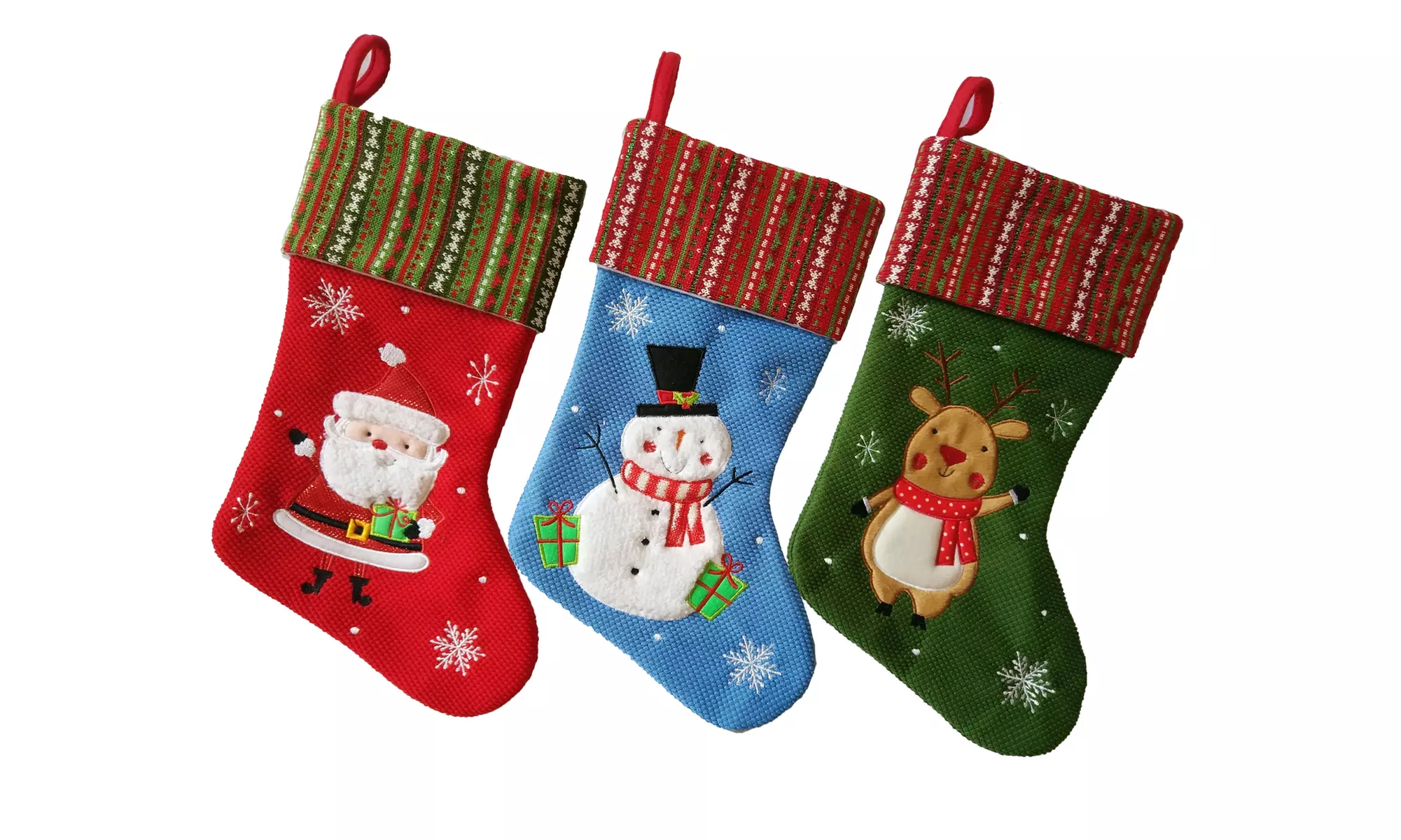 3 Piece Christmas Stockings - Quilted