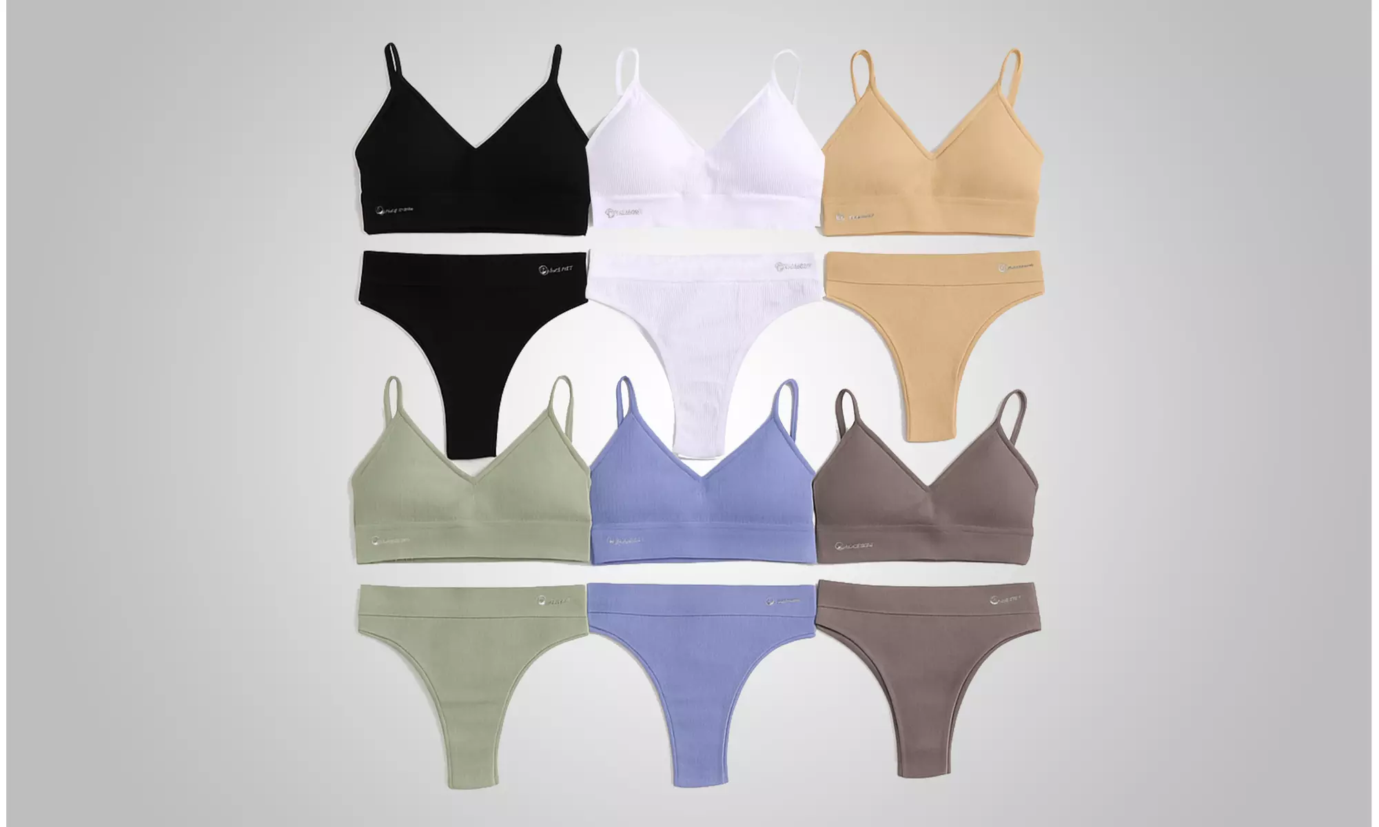 Talmont Seamless Ribbed Bra and Panty Set Soft Stretchy Lounge Lingerie