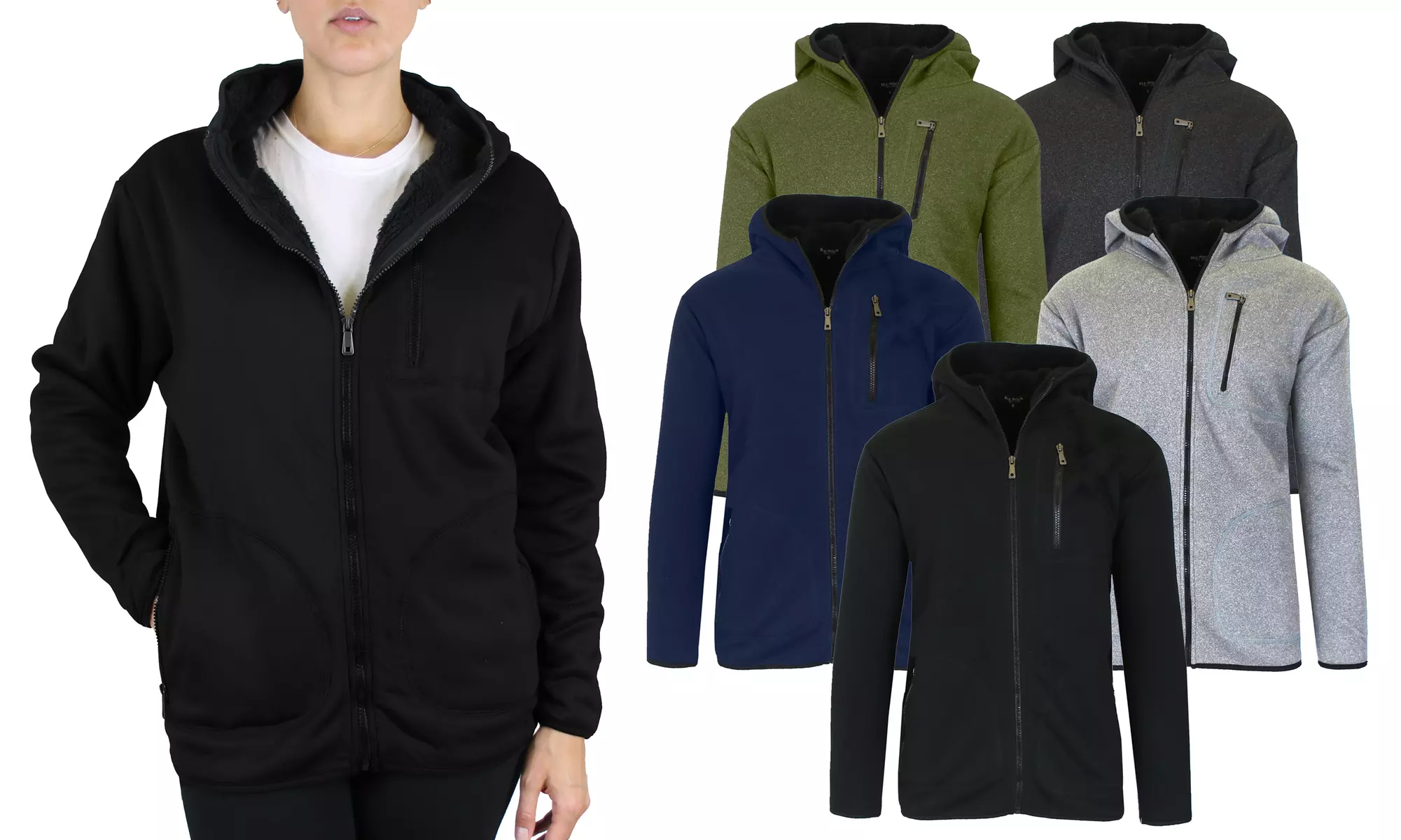 3-Pack Women's Oversize Loose Fit Heavyweight Sherpa Fleece-Lined Zip Hoodie - Primary Image