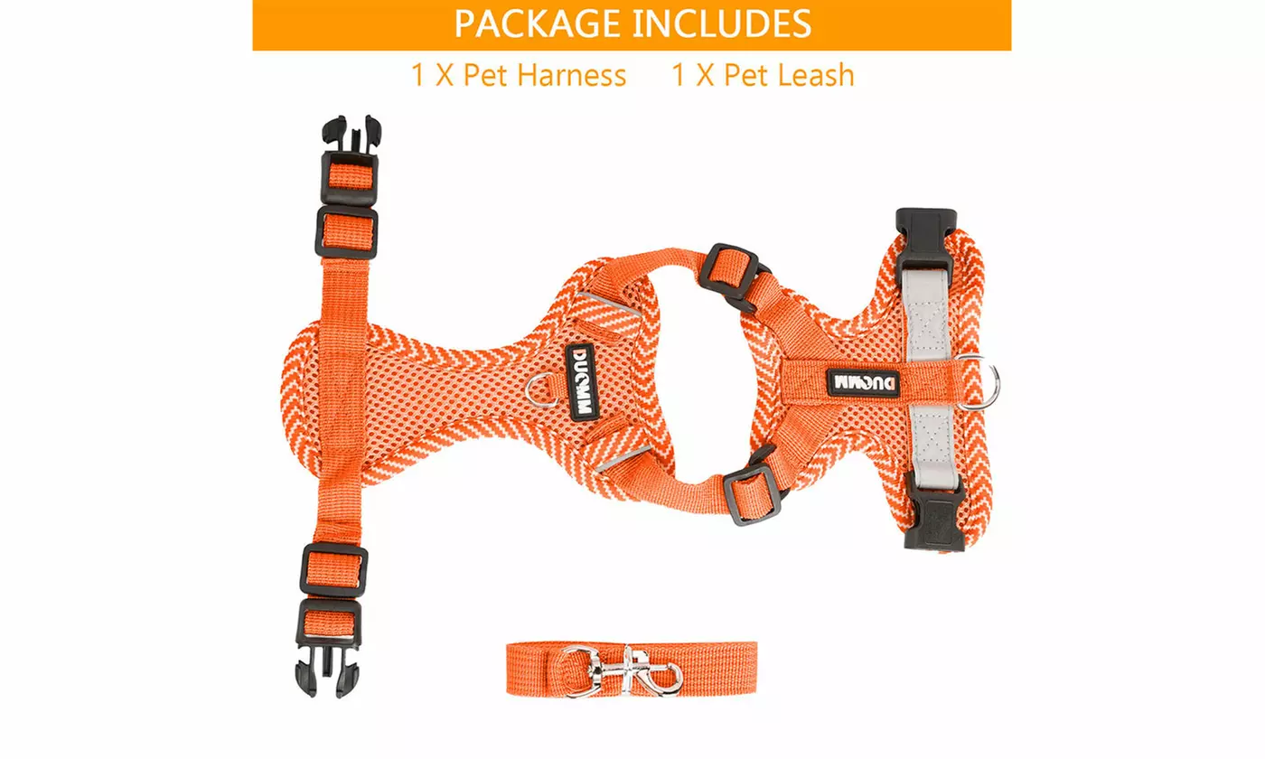 Soft Mesh Dog Harness Leash Set No-Chock Step-in Reflective Vest Harnesses