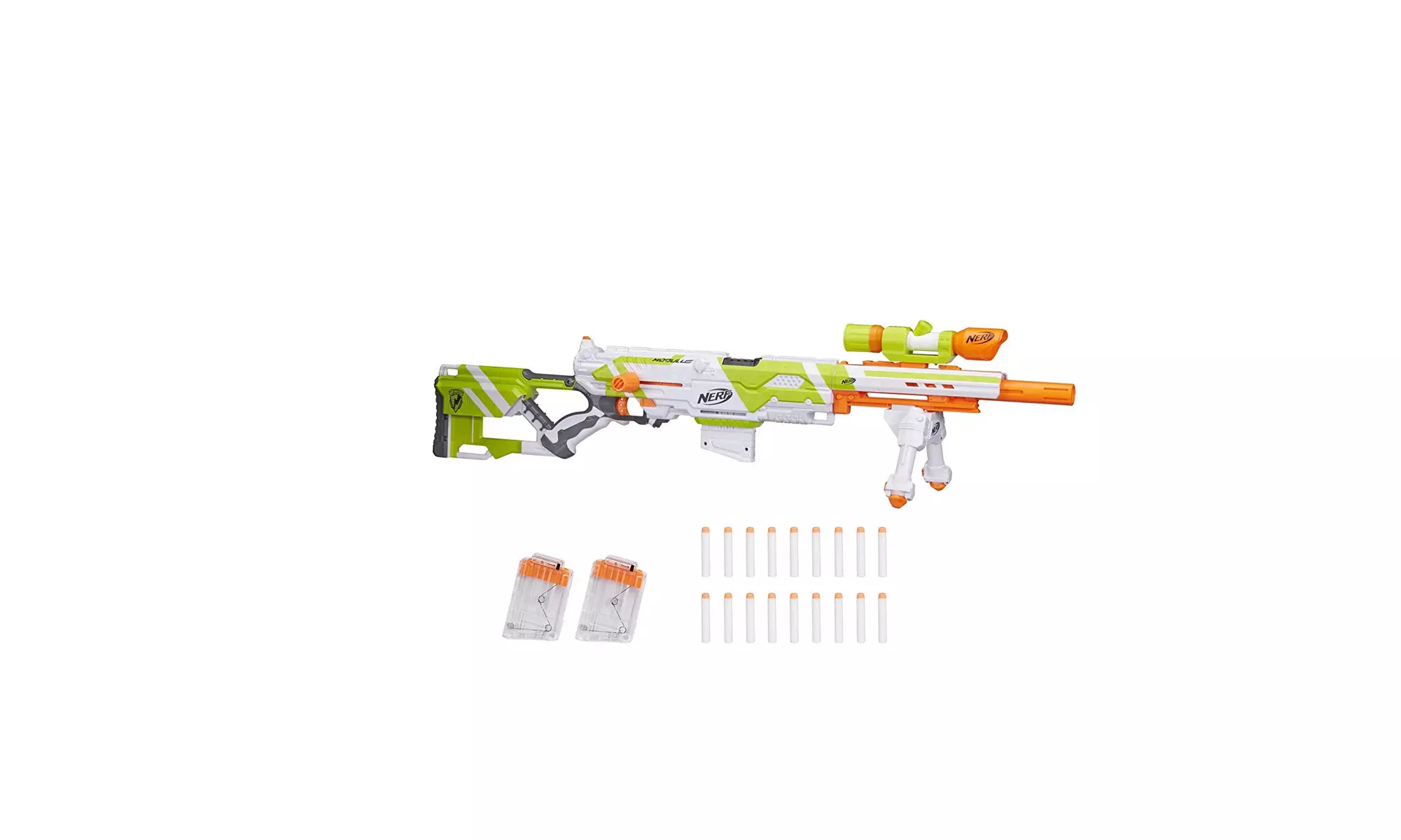 Longstrike Modulus Toy Blaster with Barrel Extension, Bipod, Scopes, 18 Modulus - Primary Image