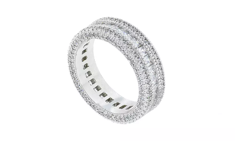 Round and Princess Cut Cubic Zirconia Eternity Ring - Primary Image