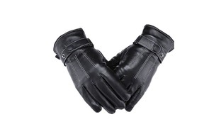 HYXU Men's Lambskin Leather Cold Weather Screen Touch Gloves