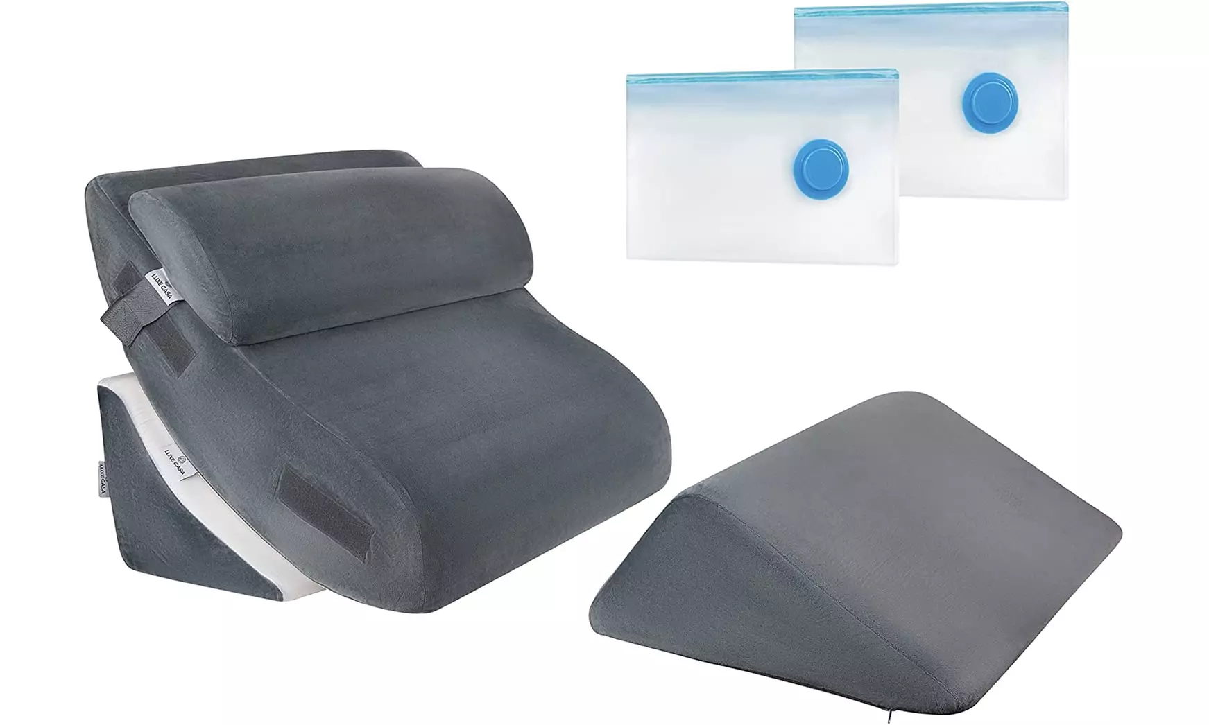 LUXE CASA 4 Pcs Orthopedic Bed Wedge Pillow Set for Relaxing and Post Surgery - Primary Image