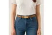 Women's Skinny Leather Adjustable Belt with Turn Lock Buckle - Second Medium