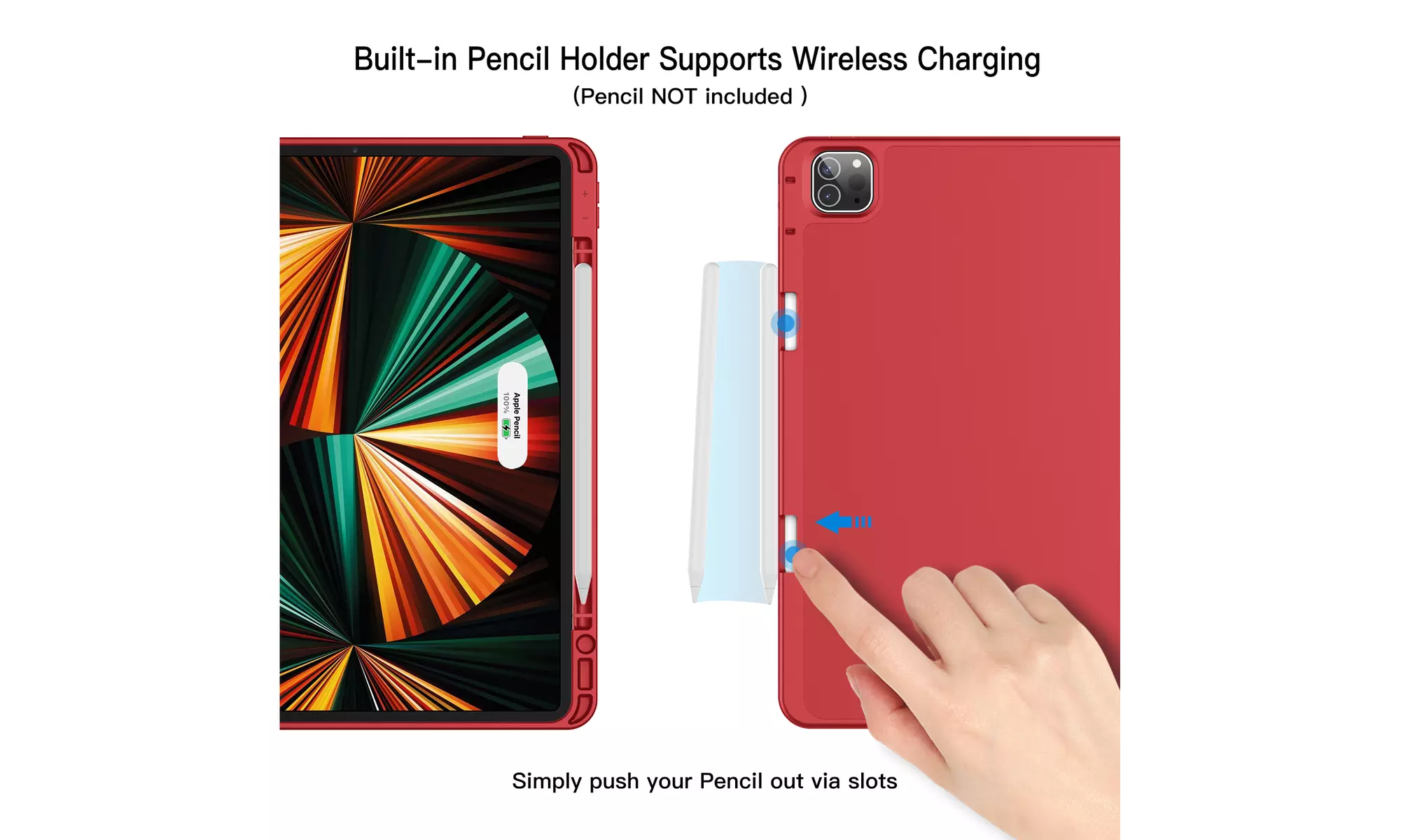 iPad Pro 12.9'' (2022/2021) Case with Pencil Holder, Support 2nd Pencil Charging