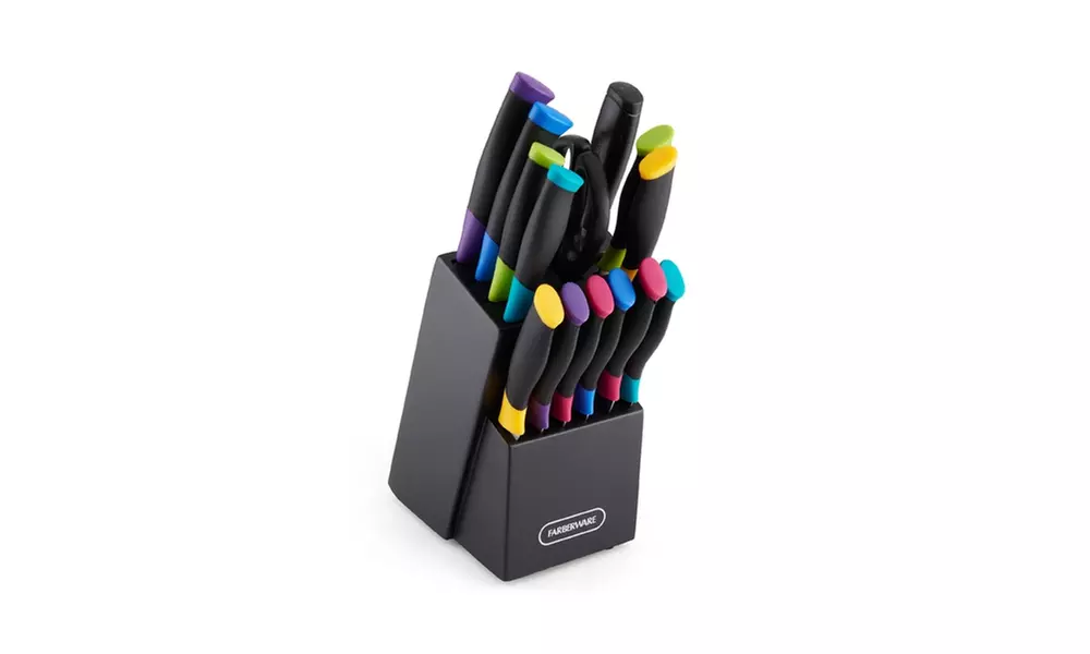 Farberware 15 Piece Soft Grip Cutlery Set with Color Accents - Primary Image