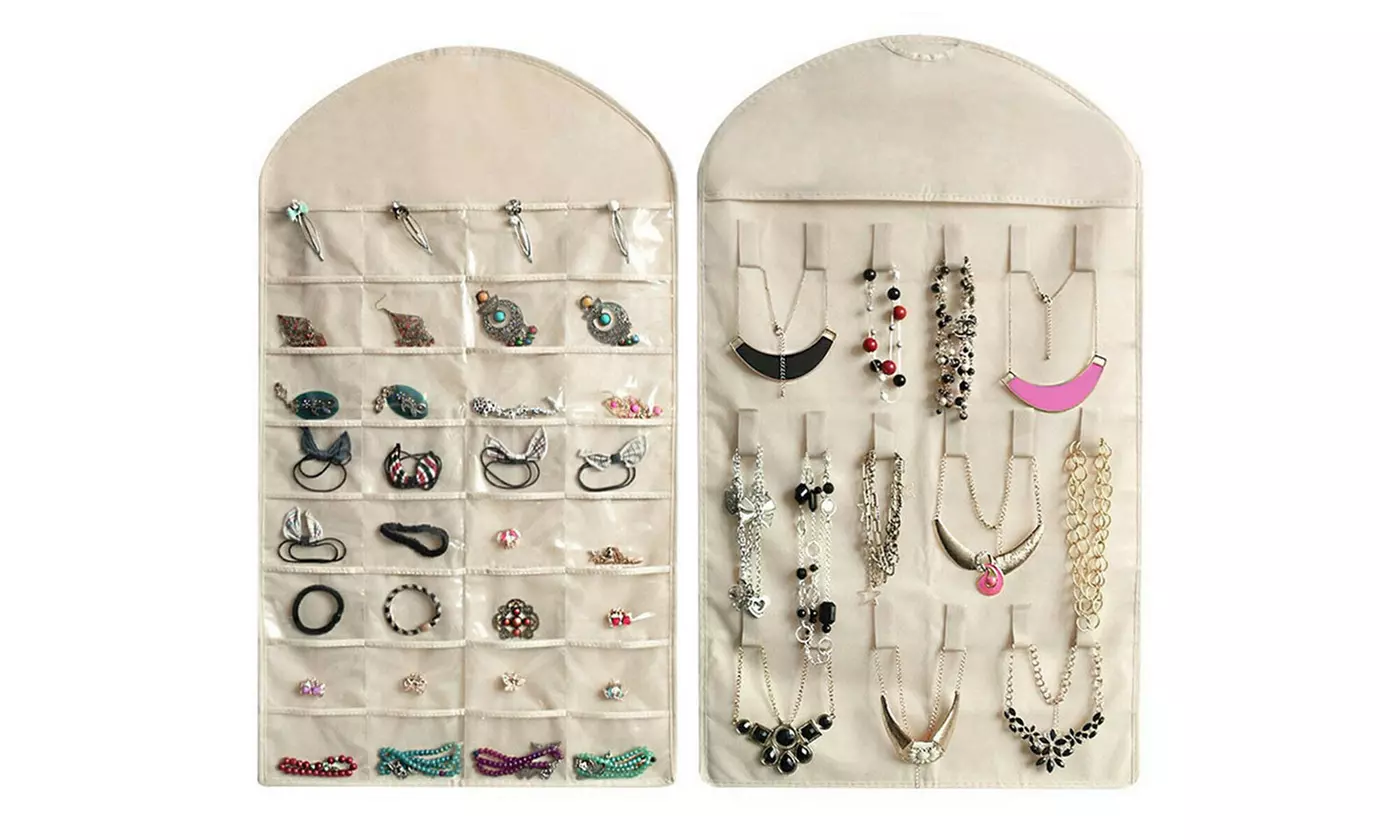 32/80 Pockets Jewelry Hanging Organizer Storage Holder Earring Bag Pouch Display