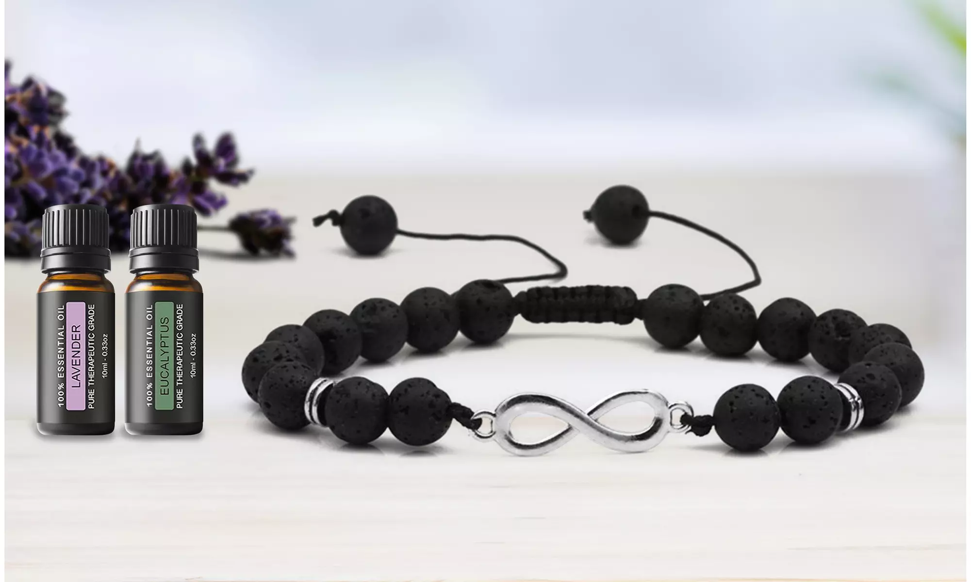 Aromatherapy Infinity Lava Diffuser Bracelet with Optional Essential Oils - Primary Image