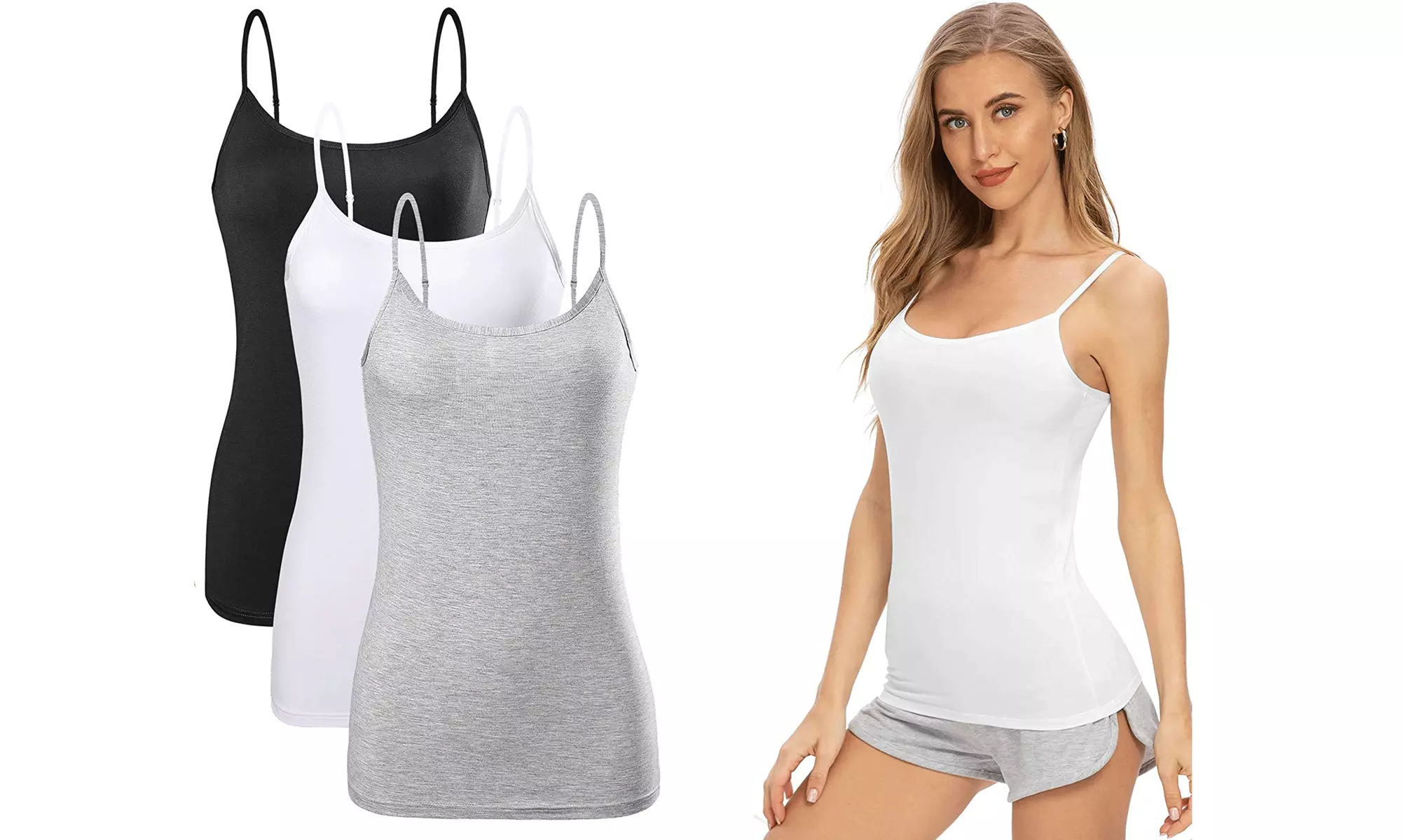 Women Camisole Yoga Tank Tops Spaghetti Strap Cami Undershirts Adjustable Tanks - Primary Image