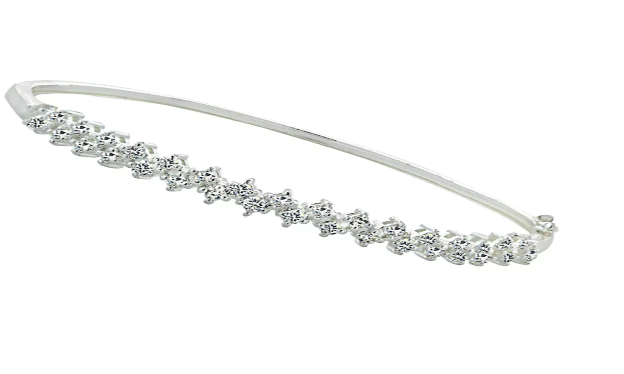 Beautiful Bangle Bracelet - Fine Silver & Cubic Zirconia Pave