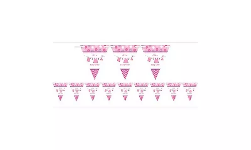 Amscan 121490 Girl Baby Shower Pennant Banner - Pack of 12 - Image 2