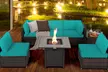 Costway 7PCS Patio Rattan Furniture Set 30'' Fire Pit Table Cover Cushion Sofa - Second Medium