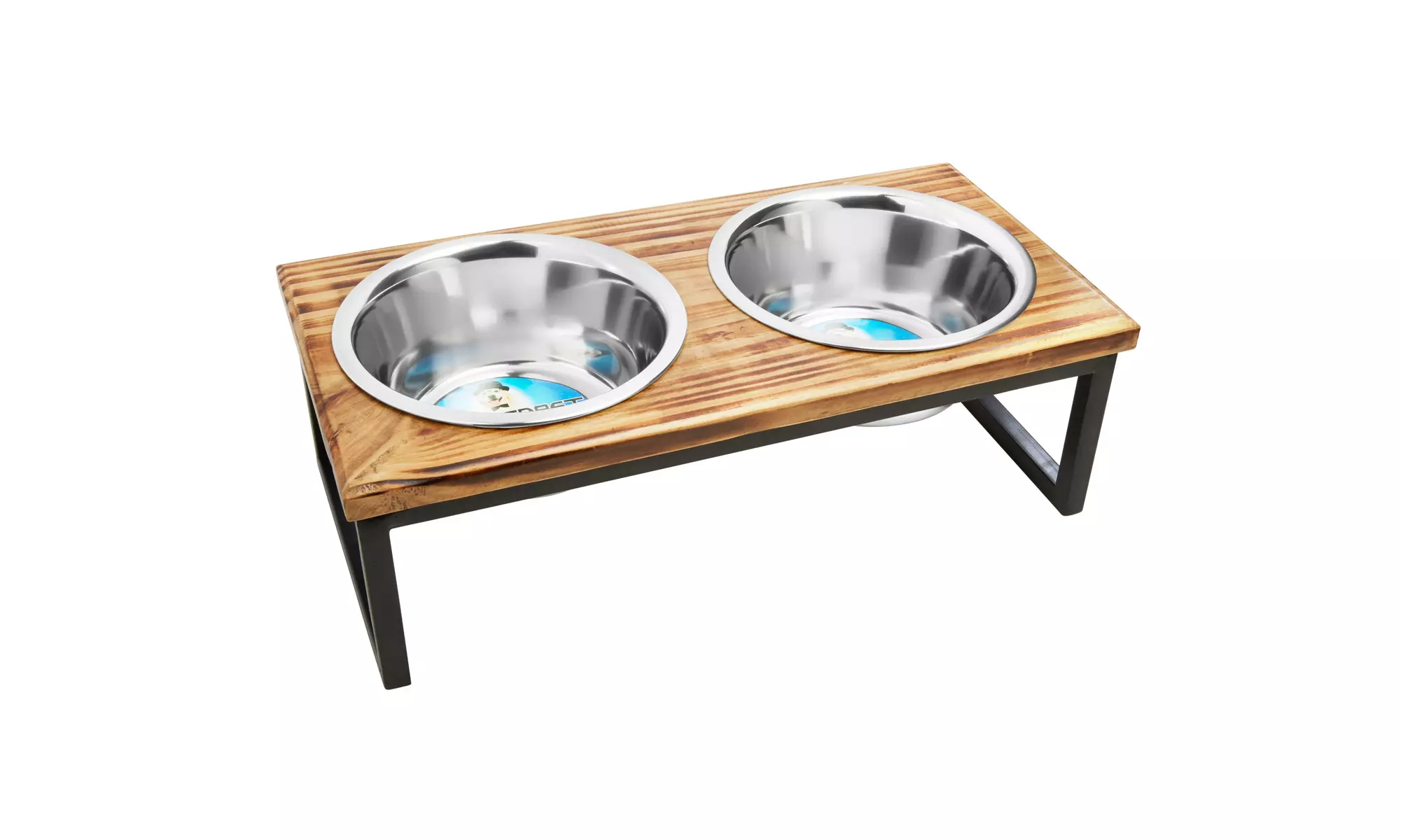 Indipets Wooden Elevated Feeder with Bowls