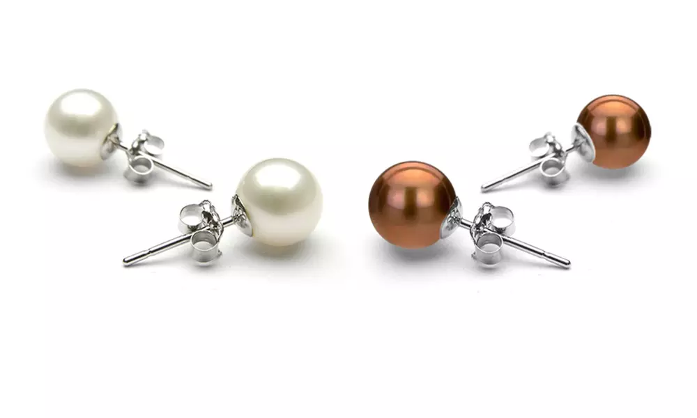Set of 2 8mm Pearl Stud Earrings