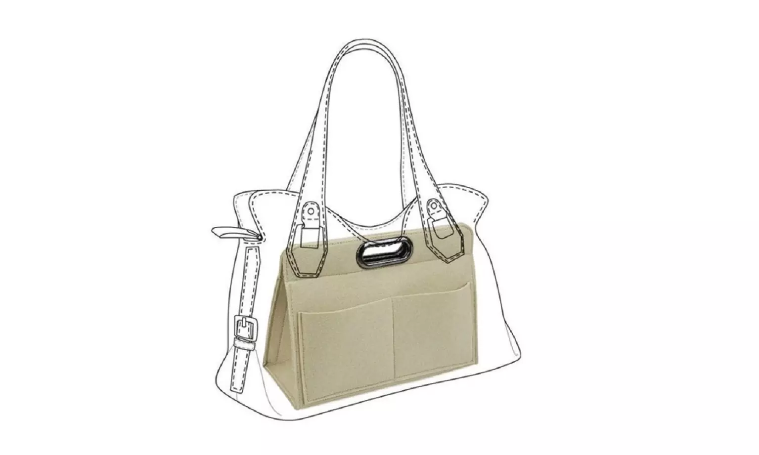 Felt Handbag Organizer Insert-Versatile Multi Pocket Storage Tote Purse Shapers