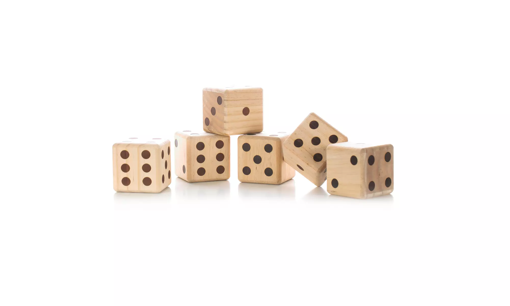 Zummy Giant Wooden Yard Dice - 6 Outdoor Dice with Carrying Case - Second Medium
