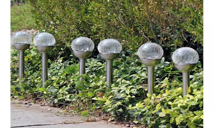 Garden Outdoor Dark Solar Crackle Glass Ball Path Lights Lamp Bright White LED - Second Medium