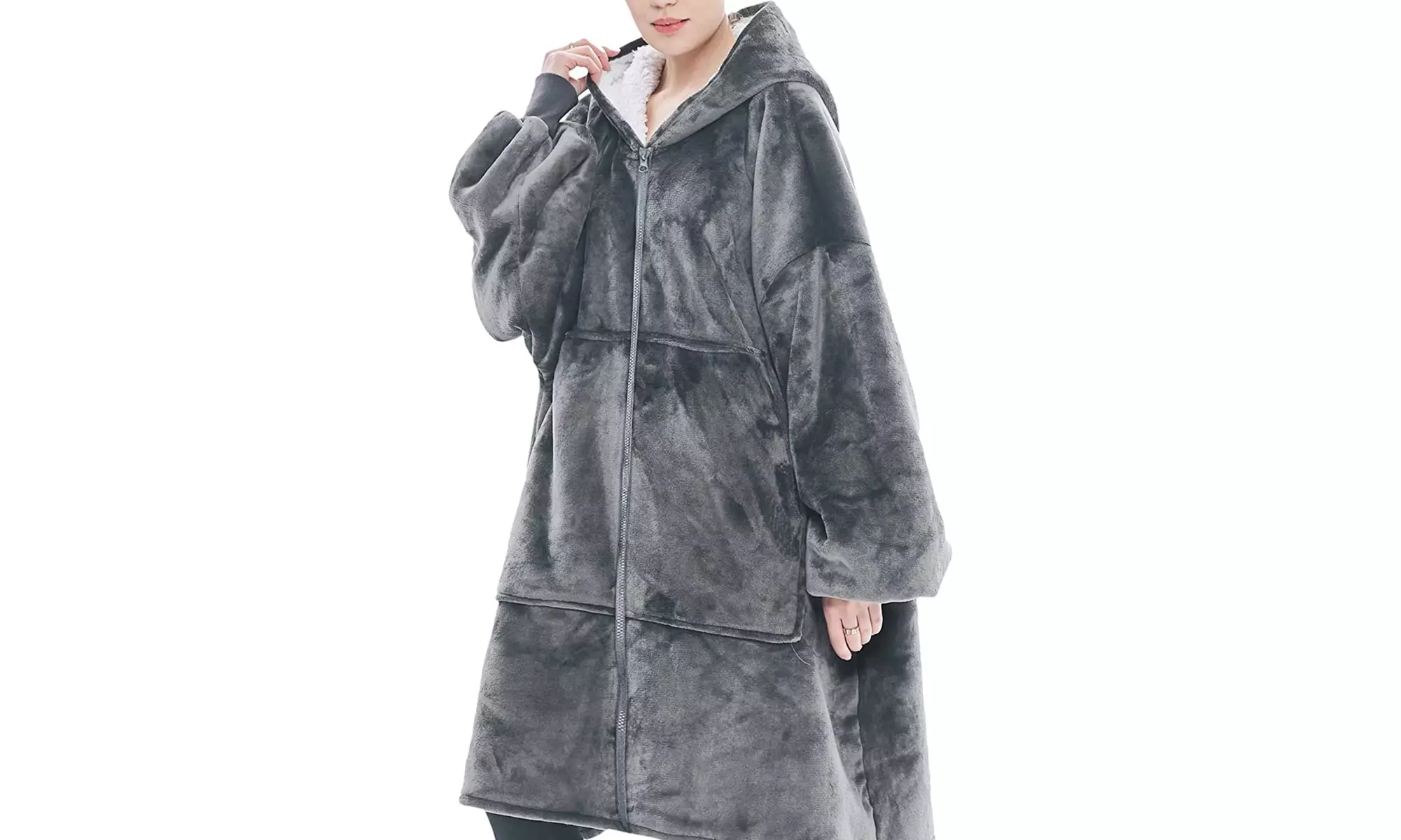 Comfortable Unisex Hooded Robe Throw Blanket - Image 6