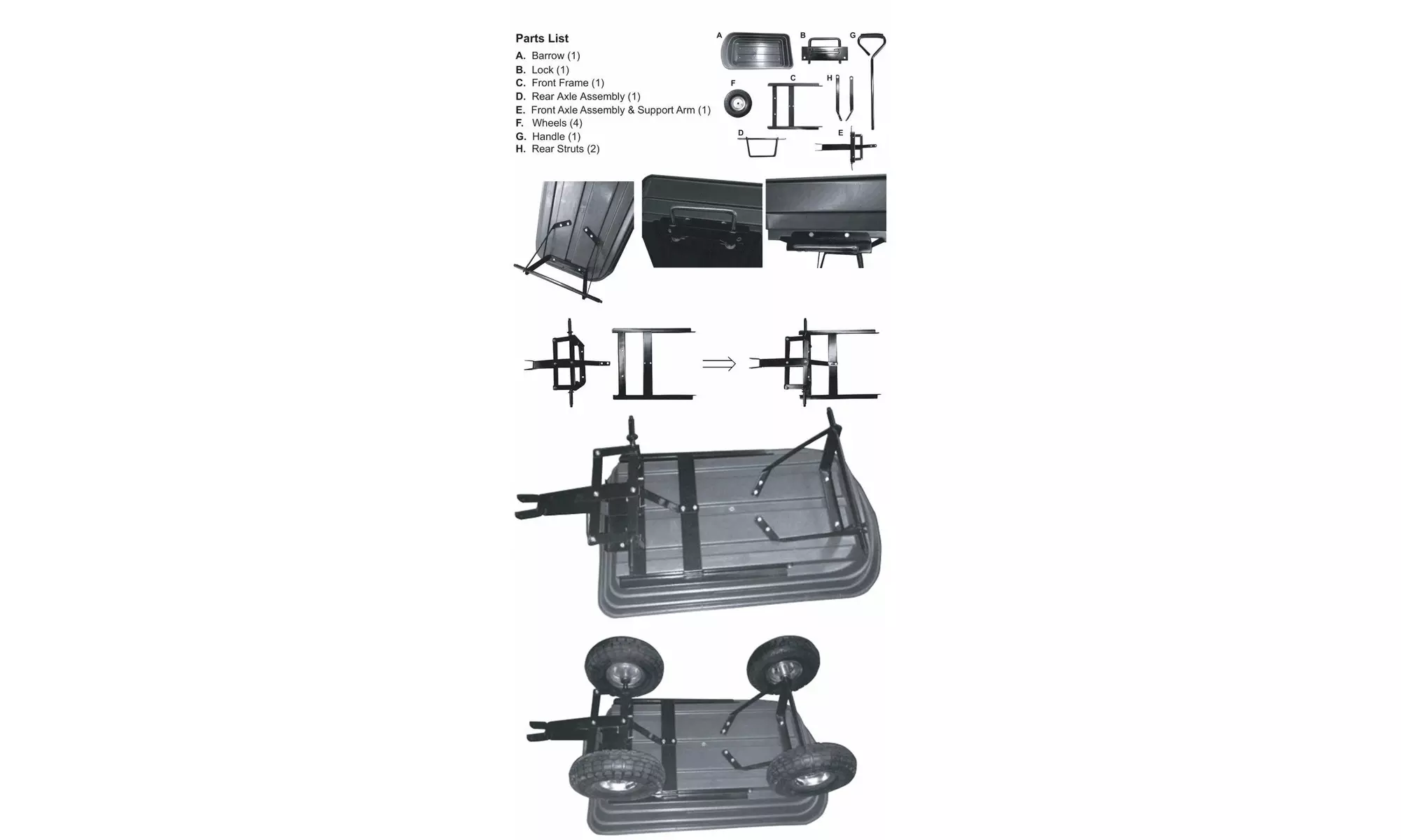 Costway 650LB Garden Dump Cart Dumper Wagon Carrier Wheel Barrow Heavy Duty - Second Medium