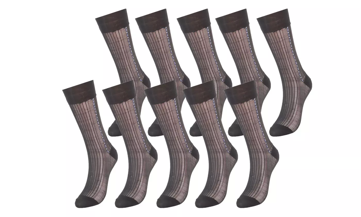 Mens Nylon Ultra Thin Dress Socks Silk Sheer Business Work Trouser Sock Mid Calf