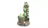 Charming Frogs and Barrel Rotating Light up Solar Powered Garden Statue