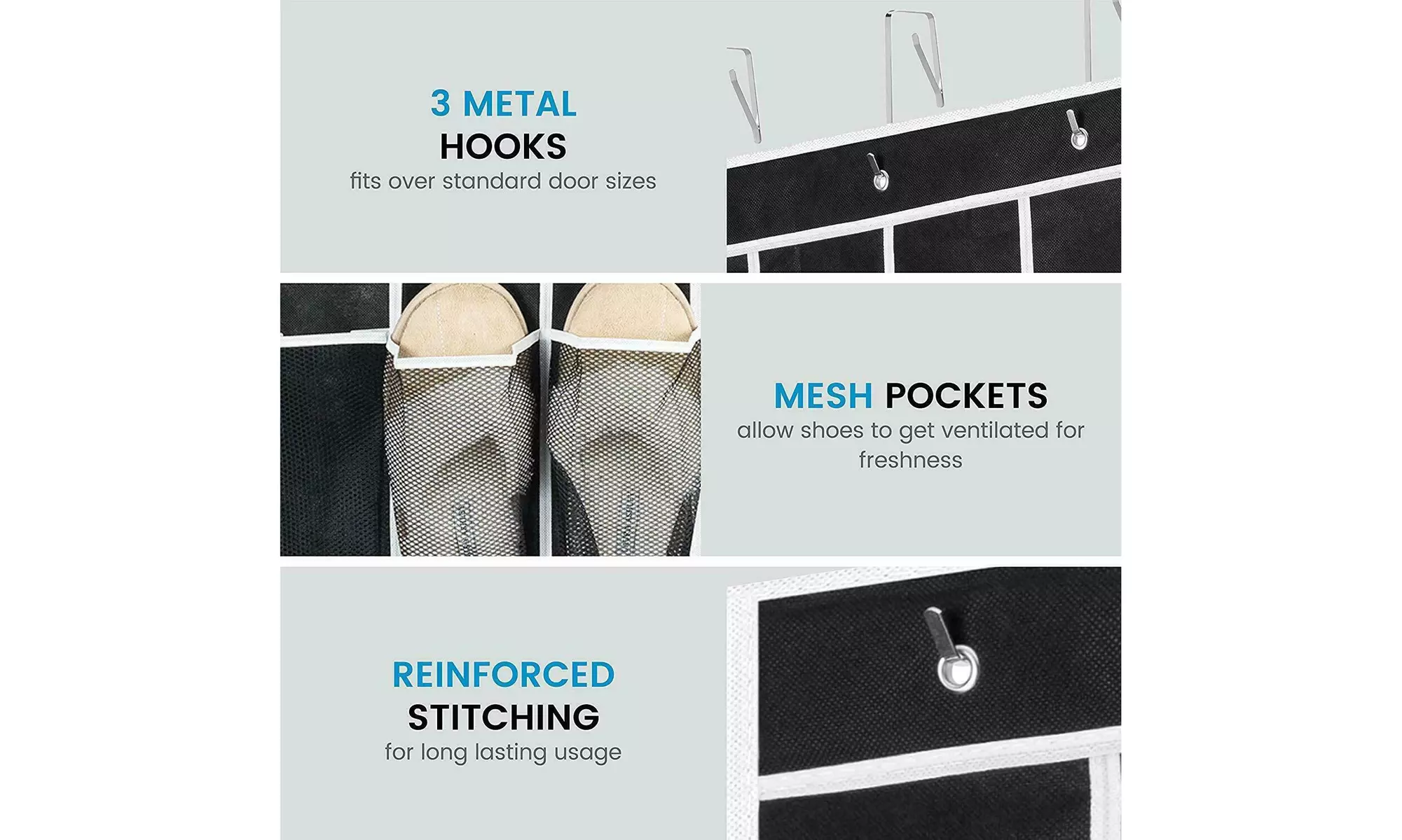 1-2 Pack 24 Wide Pockets Over the Door Shoe Organizer Hanging Shoe Holder