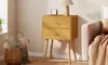 Mid Century Modern 2 Drawers Nightstand Natural Sofa Side End Table 