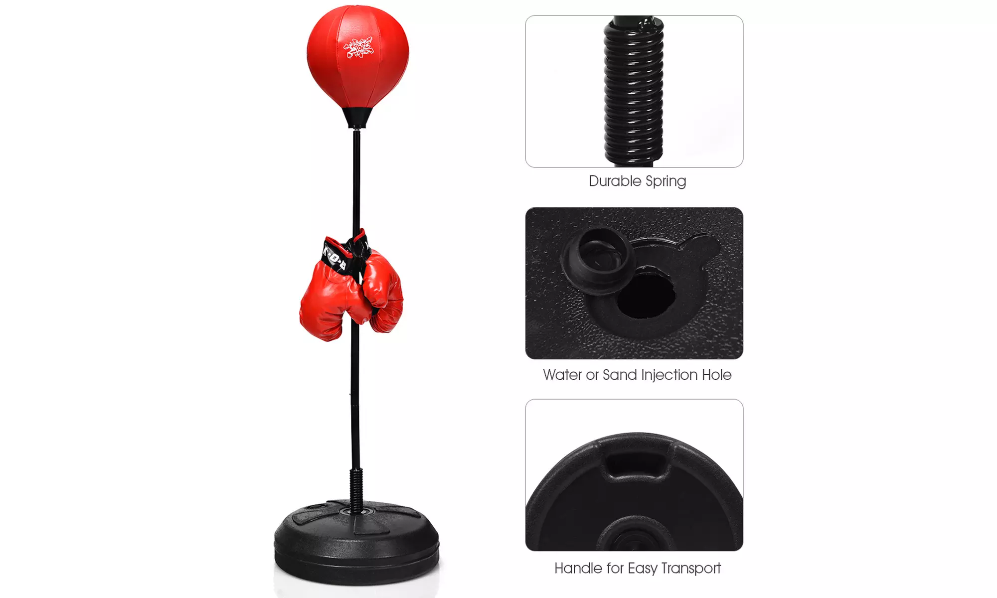 Costway Boxing Punching Bag w/Height Adjustable Stand Boxing Gloves