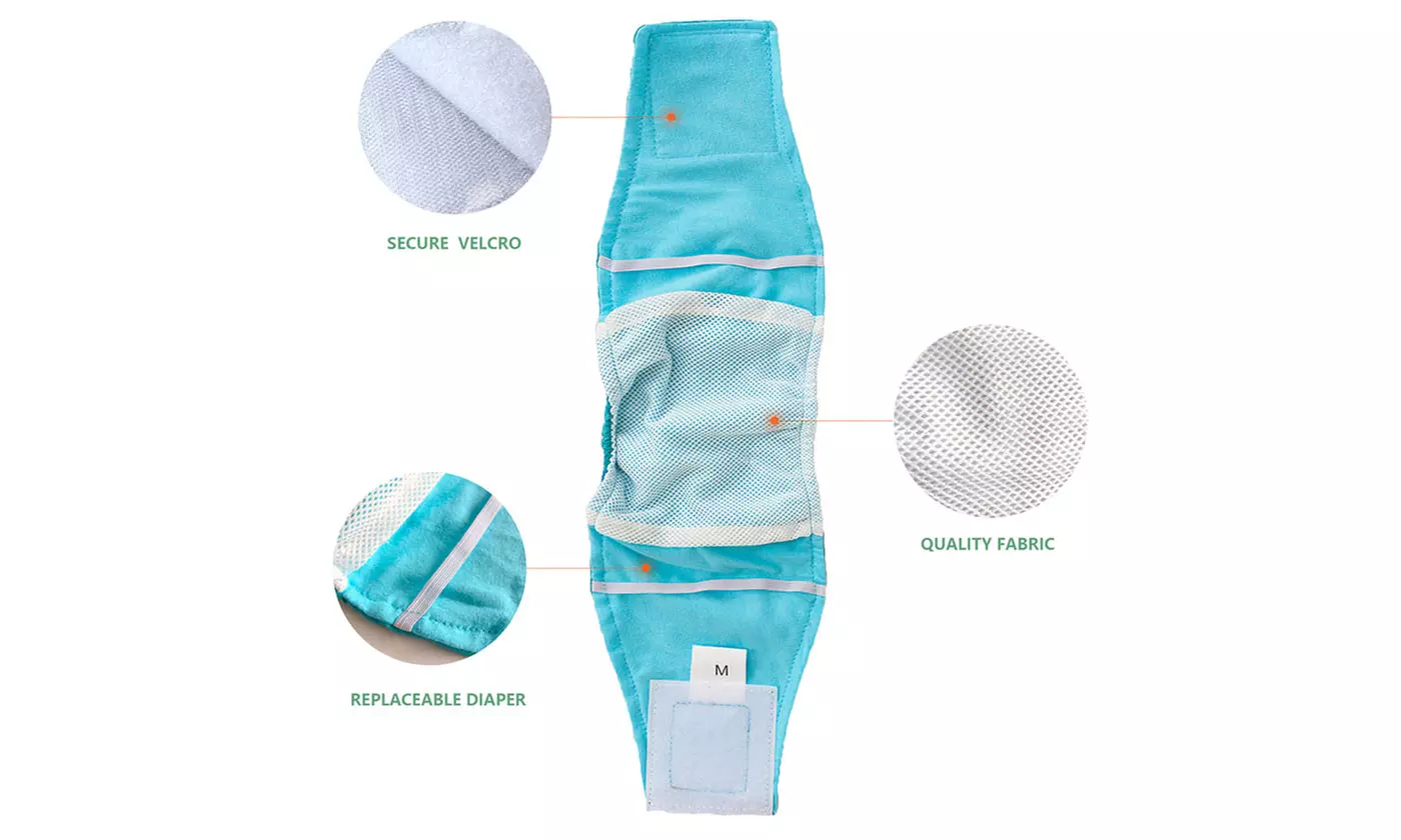 3 Pack Dog Diapers Pet Male Puppy Belly Wrap Elastic Band Washable Waterproof