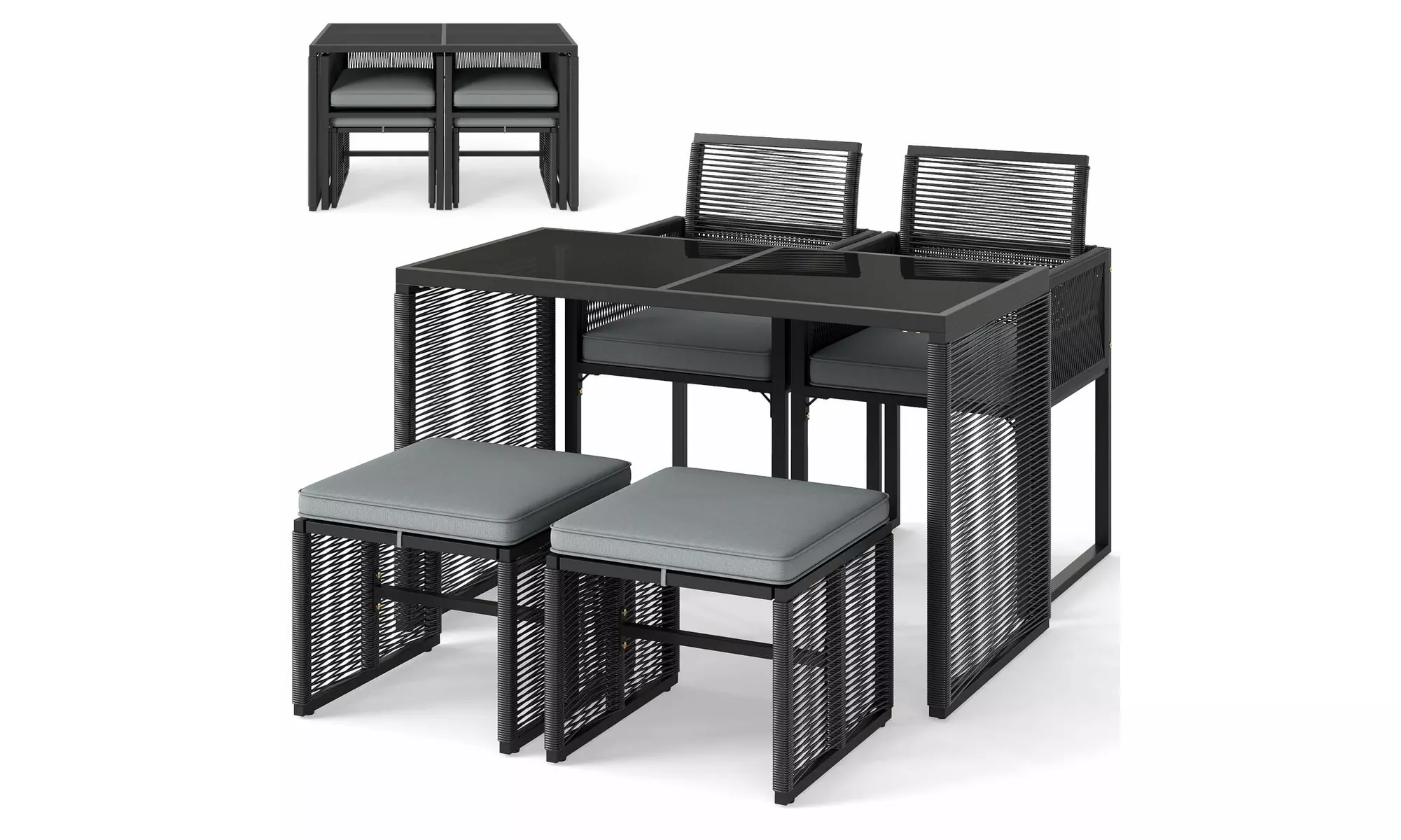 Costway Five-Piece Rattan-Effect Outdoor Dining Set