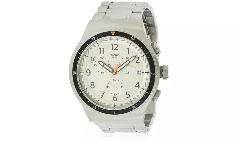 Swatch Minimalis Tic Chronograph Stainless Steel Mens Watch YOS453G - Primary Image