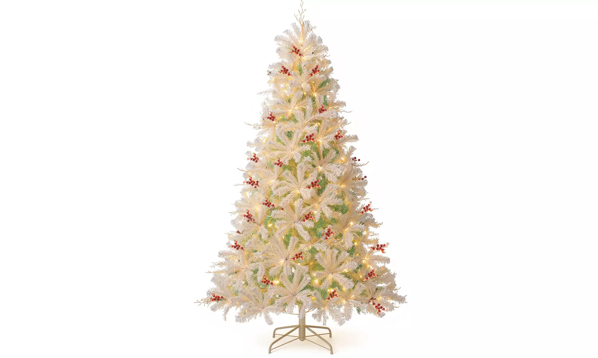 Costway Pre-Lit Artificial Christmas Tree with Branch Tips | Warm White LED Lights | Easy Setup & Home Decor