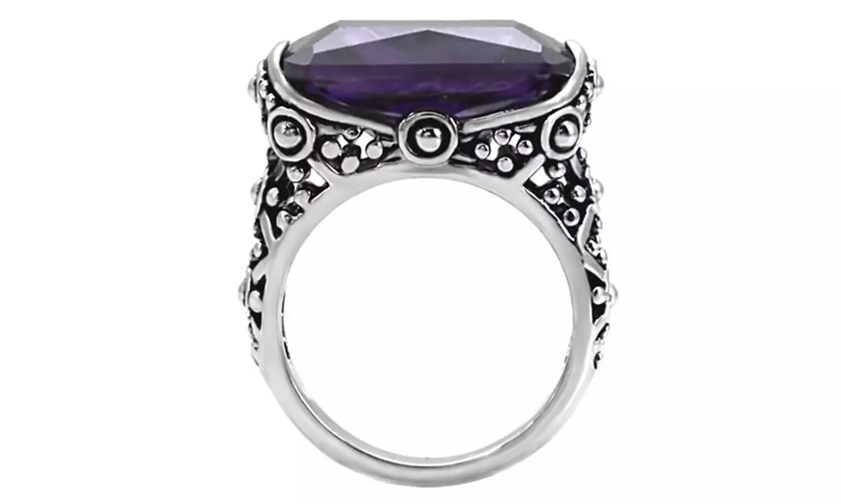 28ct Emerald Cut Cubic Zirconia Celtic Style Stainless Steel Ring