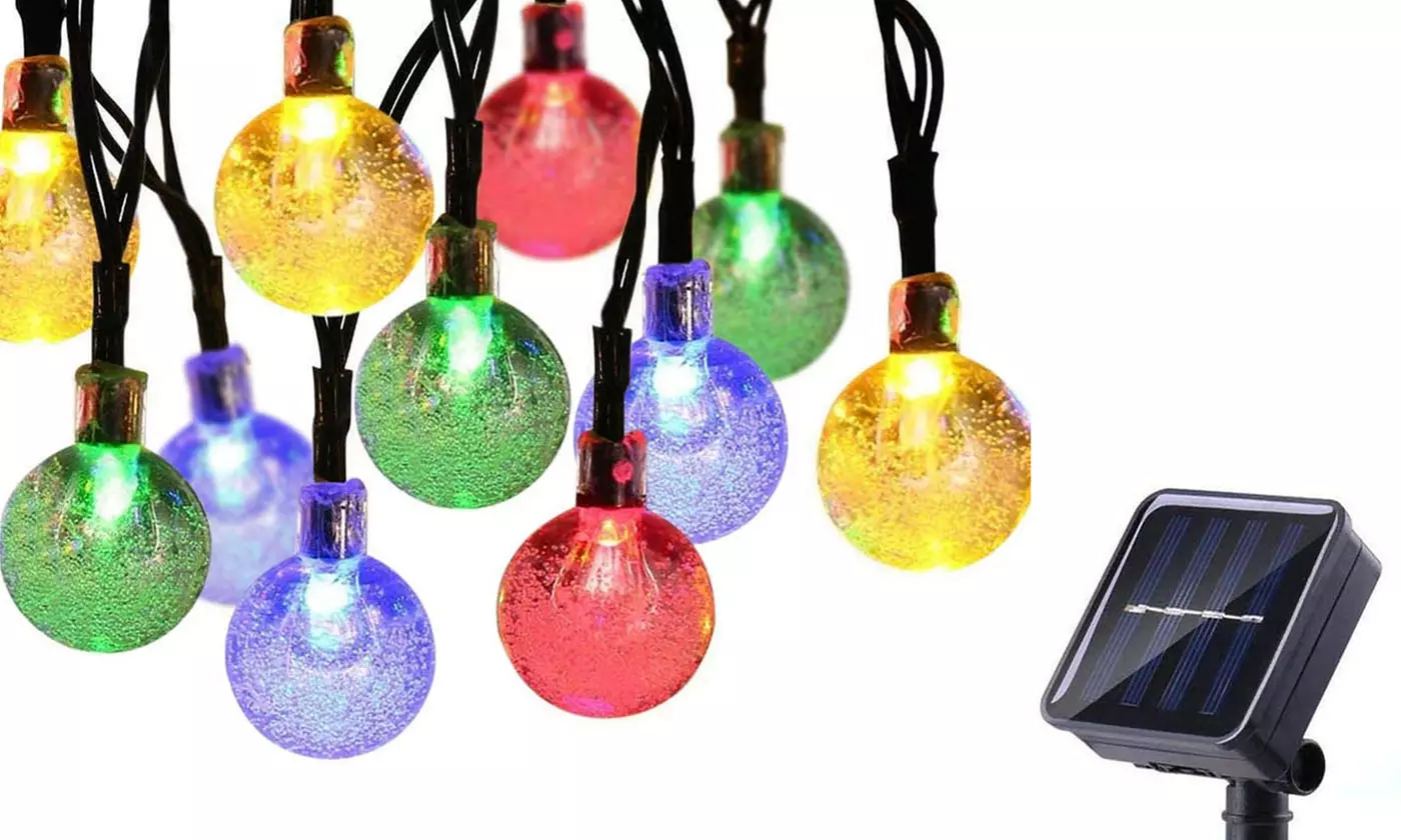 20ft 30 LED Solar String Ball Lights Outdoor Waterproof Warm White Garden Decor