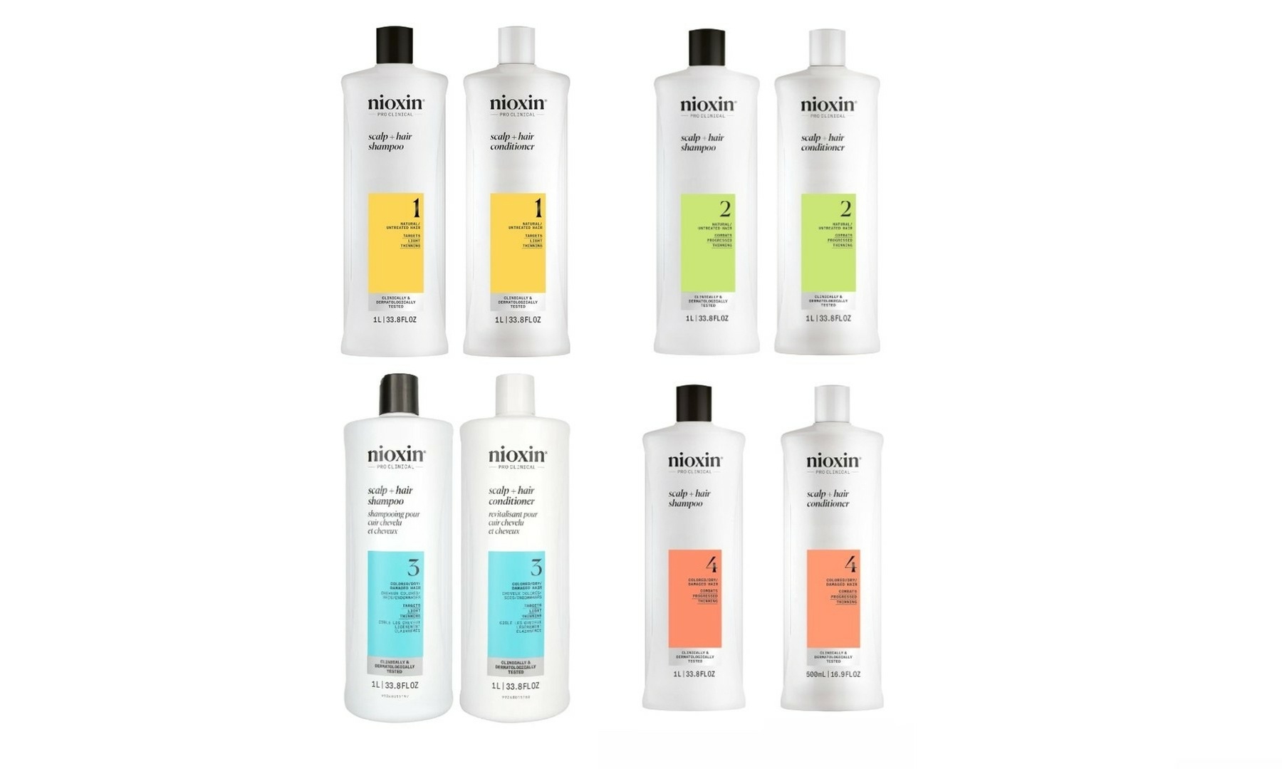 Nioxin System 1,2,3 or 4 Scalp Therapy Hair Shampoo and Conditioner Liter Duo