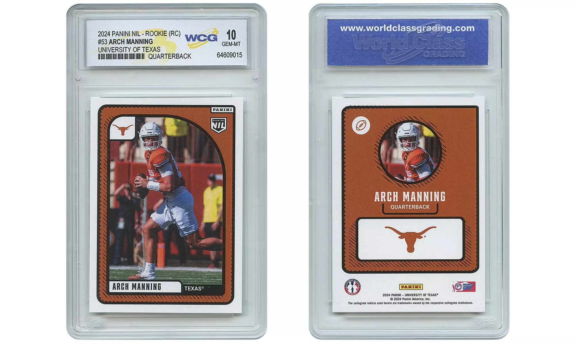 2024 Panini NIL ARCH MANNING Texas Longhorns QB True ROOKIE Card #53 Gem Mint 10