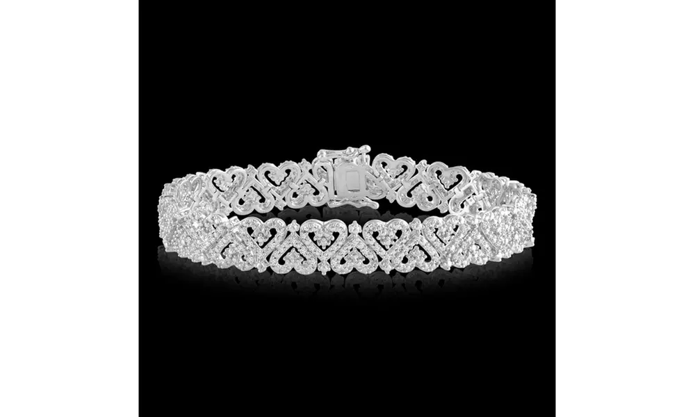 1 Carat Diamond Sterling Silver Heart Design Bracelet Fashion Jewelry for Women - Primary Image