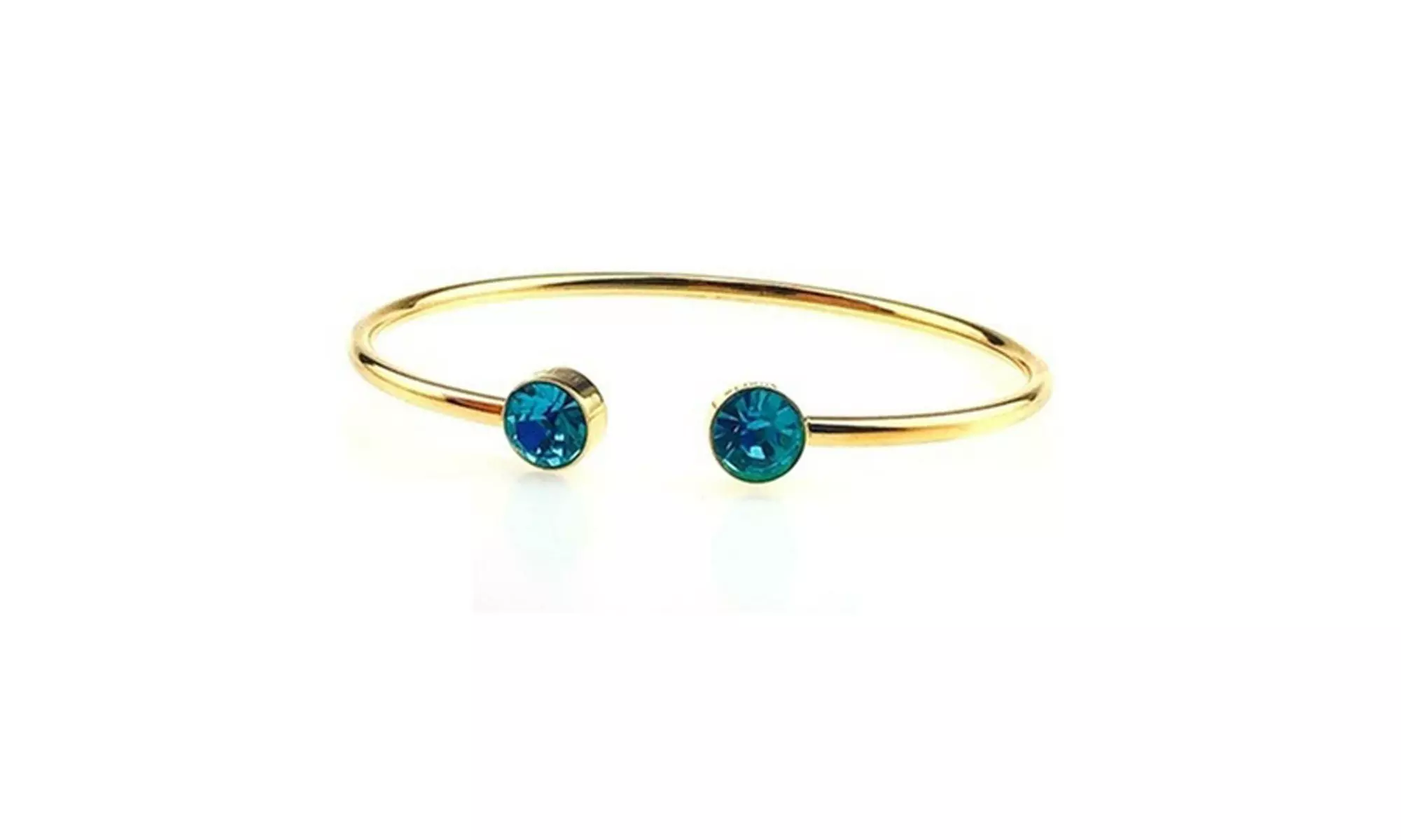yellow gold plated silver 2 Ct Blue Zircon Stackable Bangle Bracelet In 18k Gold