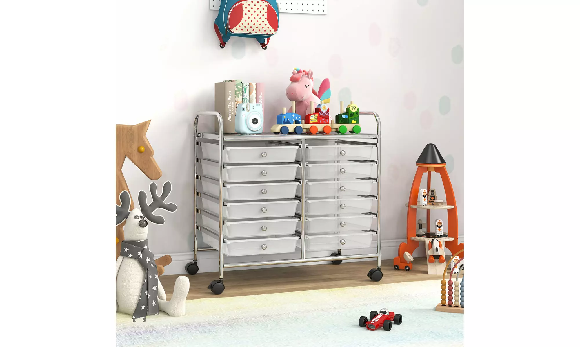 Costway 12 Drawers Rolling Cart Storage Scrapbook Paper Studio Organizer Bins