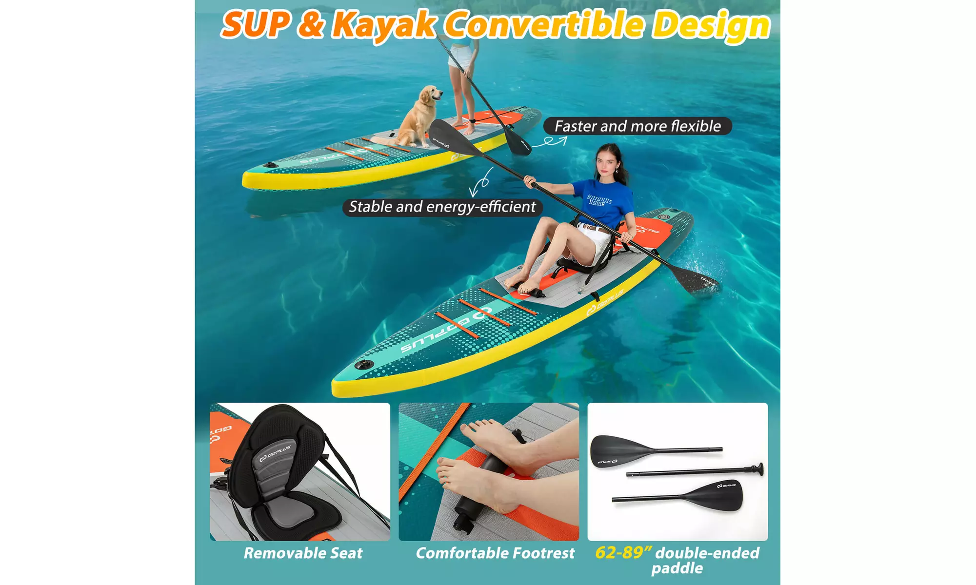 Goplus 11' Inflatable Stand Up Paddle Board whth Accessories Paddle Hand Pump