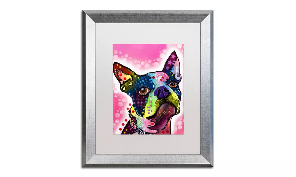 Dean Russo 'Boston Terrier' Matted Silver Framed Art - Second Medium